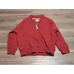 American Giant Quarter Zip Pullover Sweatshirt Mens Small Red Made in USA